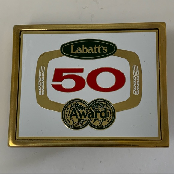 Rare Solid Brass Vintage Labatt’s 50 Ale Award Belt Buckle - Picture 7 of 7